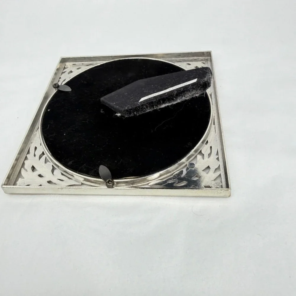 Carr VTG Picture Frame Round Photo Area Floral Filigree Gold Silver Tone 5x5